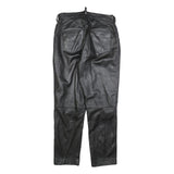 MODE Mens Leather Black Slim Tapered Trousers W30 L30 Stylish Zip Closure