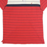 NAUTICA Mens Red & Navy Blue Striped Short Sleeve Polo Shirt XL Cotton Casual