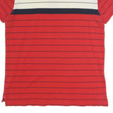 NAUTICA Mens Red & Navy Blue Striped Short Sleeve Polo Shirt XL Cotton Casual