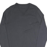 HILFIGER DENIM Mens Black V-Neck Plain Cotton Blend Jumper XL Classic Knitwear