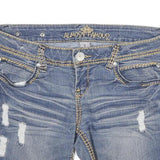 ALMOST FAMOUS Womens Denim Blue Casual Shorts Distressed L W30 Stylish