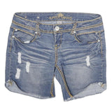 ALMOST FAMOUS Womens Denim Blue Casual Shorts Distressed L W30 Stylish