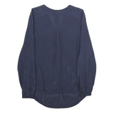 TOMMY HILFIGER Womens Blue Viscose Long Sleeve V-Neck Top UK 14 Stylish