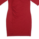 PHASE EIGHT Womens Red Wool Blend Bodycon Dress Knee Length 3/4 Sleeve UK 14