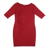 PHASE EIGHT Womens Red Wool Blend Bodycon Dress Knee Length 3/4 Sleeve UK 14