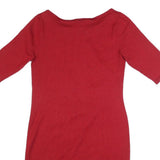PHASE EIGHT Womens Red Wool Blend Bodycon Dress Knee Length 3/4 Sleeve UK 14