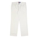 CHAPS Mens Regular Fit White Cotton Blend Trousers W32 L30 Zip Closure Classic
