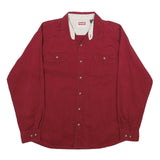 WRANGLER Mens Red Plain Shirt XL Cotton Long Sleeve Button Casual