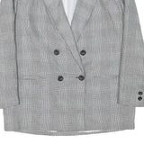 CITY LINE Womens Grey Check Double Breasted Jacket L Polyester Blend Plain