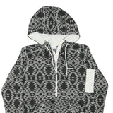 COLUMBIA Mens Black & White Patterned Pullover Hoodie S Zip Pocket Drawstring