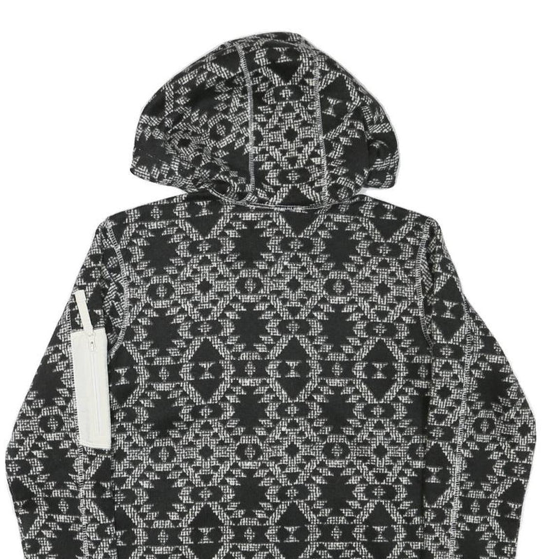 COLUMBIA Mens Black & White Patterned Pullover Hoodie S Zip Pocket Drawstring