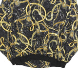 AMAZONE Womens Black & Gold Jacket L Viscose Chain Print Bomber Zip Fastening