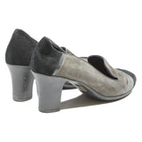 BATA Womens Classic Grey & Black Leather Mid Heel Court Shoes UK 6 Stylish