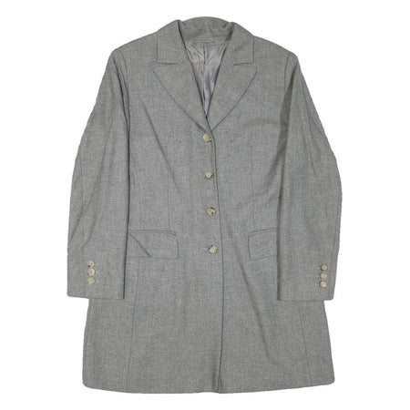 AIGNER Womens Grey Wool Blend Classic Jacket M Woven Tailored Button Closure
