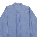 DUNBROOKE Mens Blue Denim Shirt L Cotton Button Collar Casual Workwear