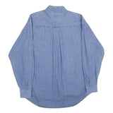DUNBROOKE Mens Blue Denim Shirt L Cotton Button Collar Casual Workwear