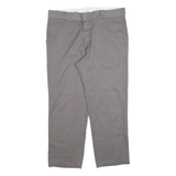 DICKIES Mens Regular Fit Grey Cotton Blend Zip Trousers W40 L30 Workwear Casual