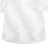 NAUTICA Mens White & Blue Striped Casual Shirt L Cotton Blend Short Sleeve