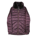 BARBOUR Womens Purple Zip Jacket UK 10 Polyester Blend Quilted Warm Collar
