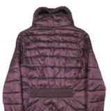 BARBOUR Womens Purple Zip Jacket UK 10 Polyester Blend Quilted Warm Collar