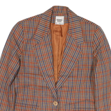 SUBURBAN PETITES Womens Brown & Blue Checked Tailored Jacket M Polyester Blend