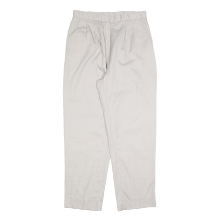 Womens Relaxed Fit Cotton Blend Trousers White W30 L28 Classic Zip Casual