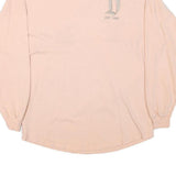 DISNEY Womens Pale Pink Glitter Logo Long Sleeve Crew Neck T-Shirt XS Casual