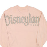 DISNEY Womens Pale Pink Glitter Logo Long Sleeve Crew Neck T-Shirt XS Casual