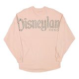 DISNEY Womens Pale Pink Glitter Logo Long Sleeve Crew Neck T-Shirt XS Casual