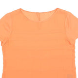 Womens Orange Basic Top Short Sleeve Round Neck Plain M Lightweight Summer