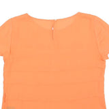 Womens Orange Basic Top Short Sleeve Round Neck Plain M Lightweight Summer