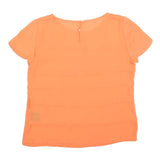 Womens Orange Basic Top Short Sleeve Round Neck Plain M Lightweight Summer
