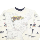 ART UNLIMITED Mens White Civil War Map Printed Crew Neck 2XL Sweatshirt