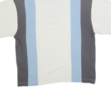 LETS GO Mens Cream & Blue Striped Short Sleeve Polo Shirt L Cotton Blend Casual