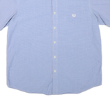 CHAPS Mens Blue Plain Cotton Blend Short Sleeve Shirt XL Button Down Collar