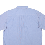 CHAPS Mens Blue Plain Cotton Blend Short Sleeve Shirt XL Button Down Collar