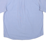 CHAPS Mens Blue Plain Cotton Blend Short Sleeve Shirt XL Button Down Collar