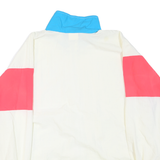 Mens White & Blue & Pink Colourblock Zip Jacket XL Polyester Blend Lightweight