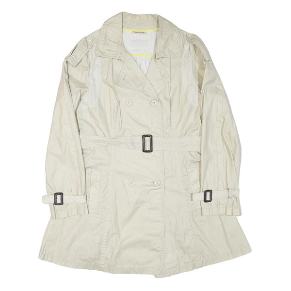 DKNY Womens Cream Button Closure Polyester Blend Jacket L Classic Lightweight