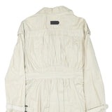 DKNY Womens Cream Button Closure Polyester Blend Jacket L Classic Lightweight