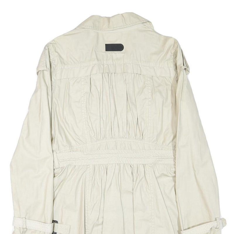 DKNY Womens Cream Button Closure Polyester Blend Jacket L Classic Lightweight