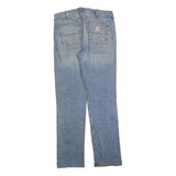 CARHARTT Mens Relaxed Fit Blue Denim Fair W34 L34 Cotton Blend Zip Jeans
