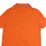 TOMMY HILFIGER Mens Orange Short Sleeve Plain Polo Shirt M Classic Cotton Fit