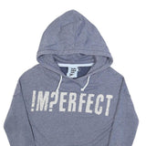 IMPERFECT Womens Blue Heather Hoodie S Cotton Blend Pullover Cropped Hooded