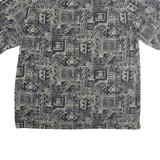 ROUNDTREE & YORKE Mens Navy Blue & Cream Patterned Cotton Shirt L Relaxed Fit