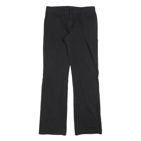 DICKIES Womens Black Slim Straight Trousers W30 L32 Cotton Blend Zip Closure