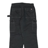 DICKIES Mens Regular Black Cotton Blend Cargo Trousers W32 L30 Workwear Zip