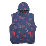 DOGGY'S DOGS Womens Blue Jacket UK 16 Polyester Zip Hooded Swirl Print
