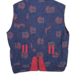 DOGGY'S DOGS Womens Blue Jacket UK 16 Polyester Zip Hooded Swirl Print