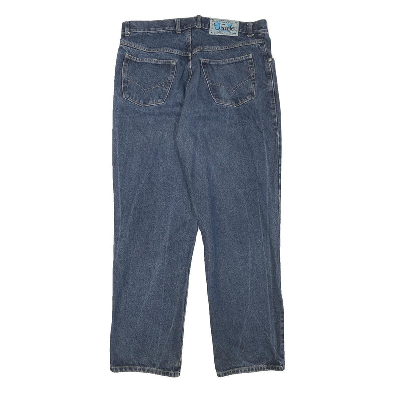 TRACK Mens Regular Blue Jeans Denim W34 L31 Cotton Blend Zip Casual Classic Fit